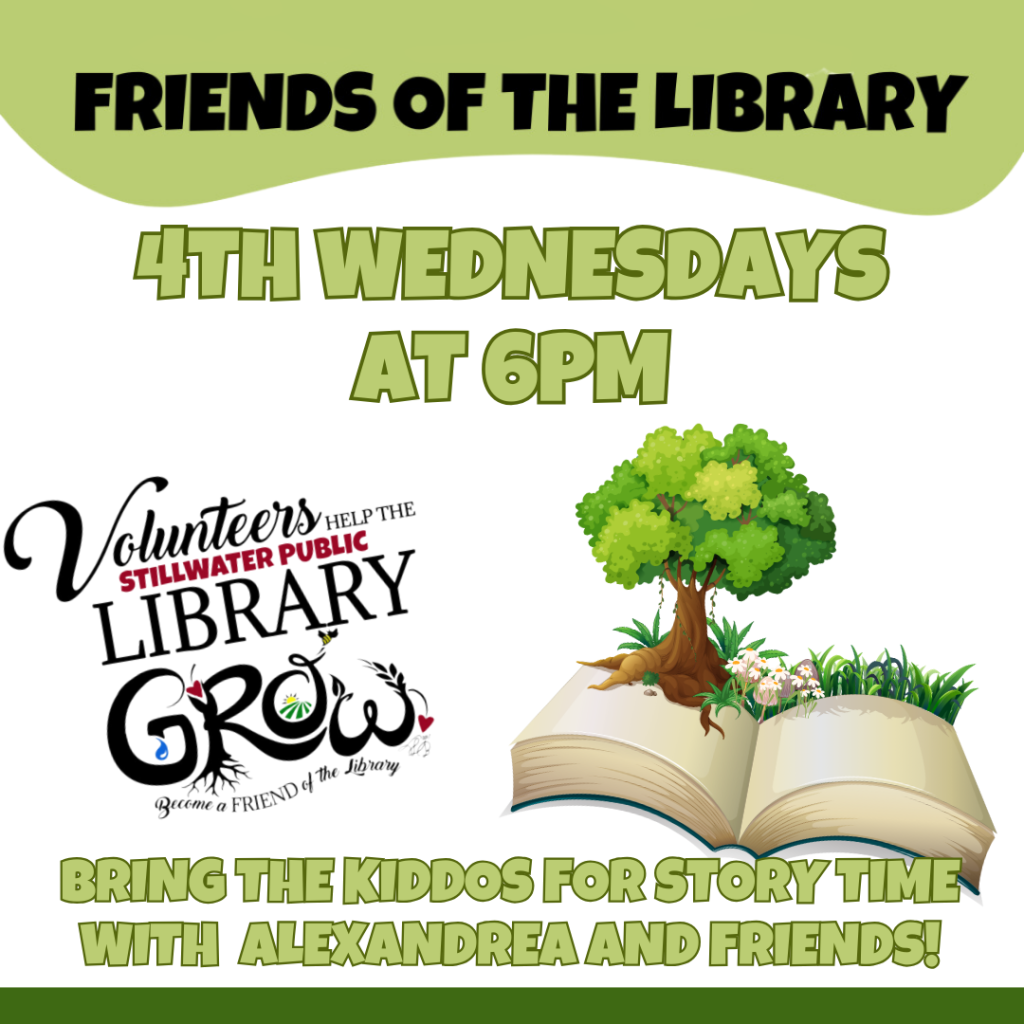 Story Time: 4th Wednesdays @ 6 pm